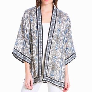 $88 MAX STUDIO BOHO OPEN FRONT‎ WIDE HALF SLEEVE KIMONO CARDIGAN SZ MEDIUM NWT